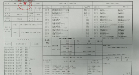 张炜拟申报高级教师简介表公示